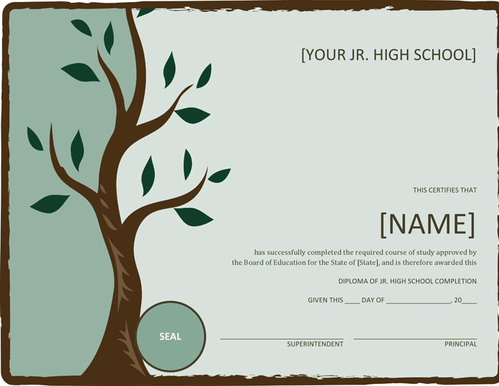 Jr. High School Diploma (With Tree)