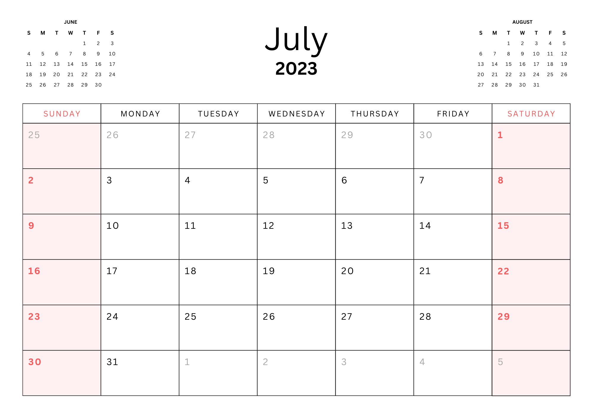 July 2023 Calendar