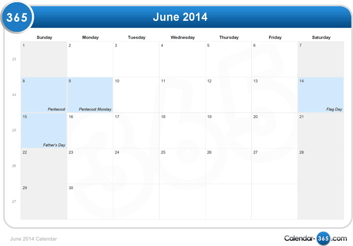 June 2014 Calendar 1