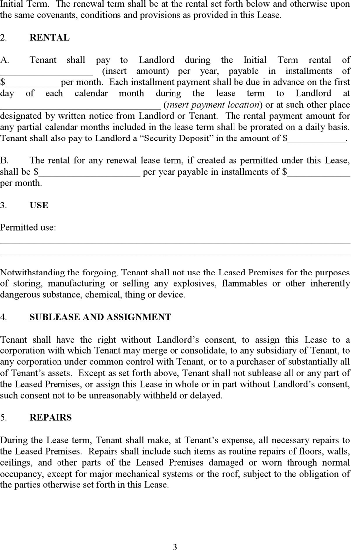 Kentucky Commercial Lease Agreement Page 3