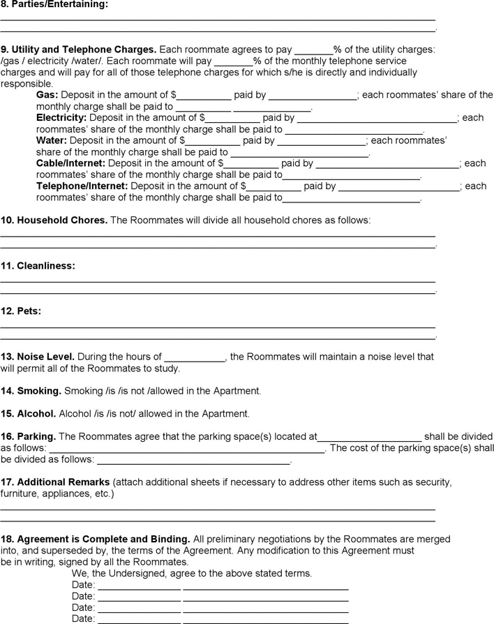 Kentucky Roommate Rental Agreement Page 2
