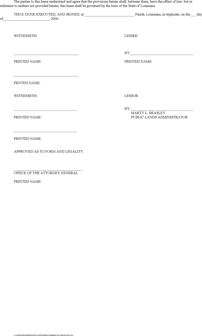 Louisiana Commercial Water Bottom Lease Form Page 4