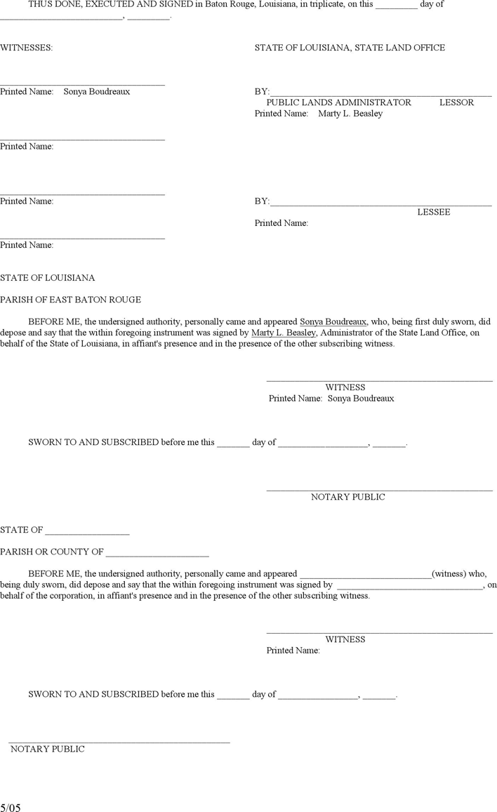 Louisiana Surface Lease Form Page 3