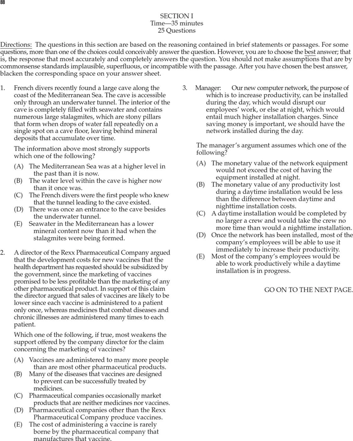 LSAT Sample Questions Template 2 Page 3