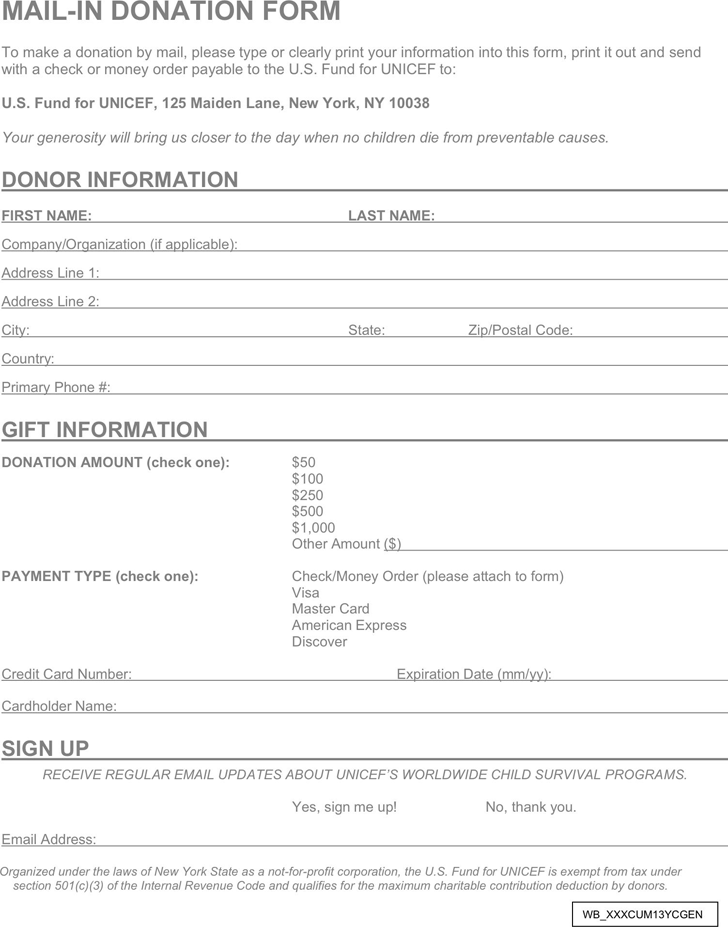 Mail-In Donation Form