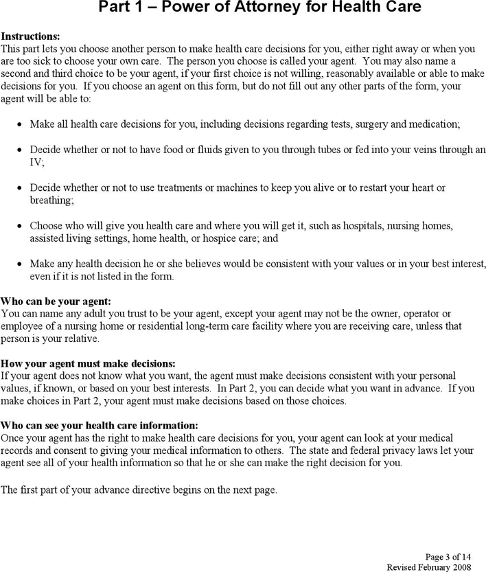 Maine Health Care Advance Directive Form Page 3