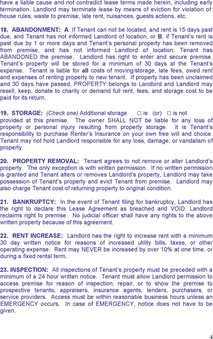 Maine Monthly Rental Agreement Page 4