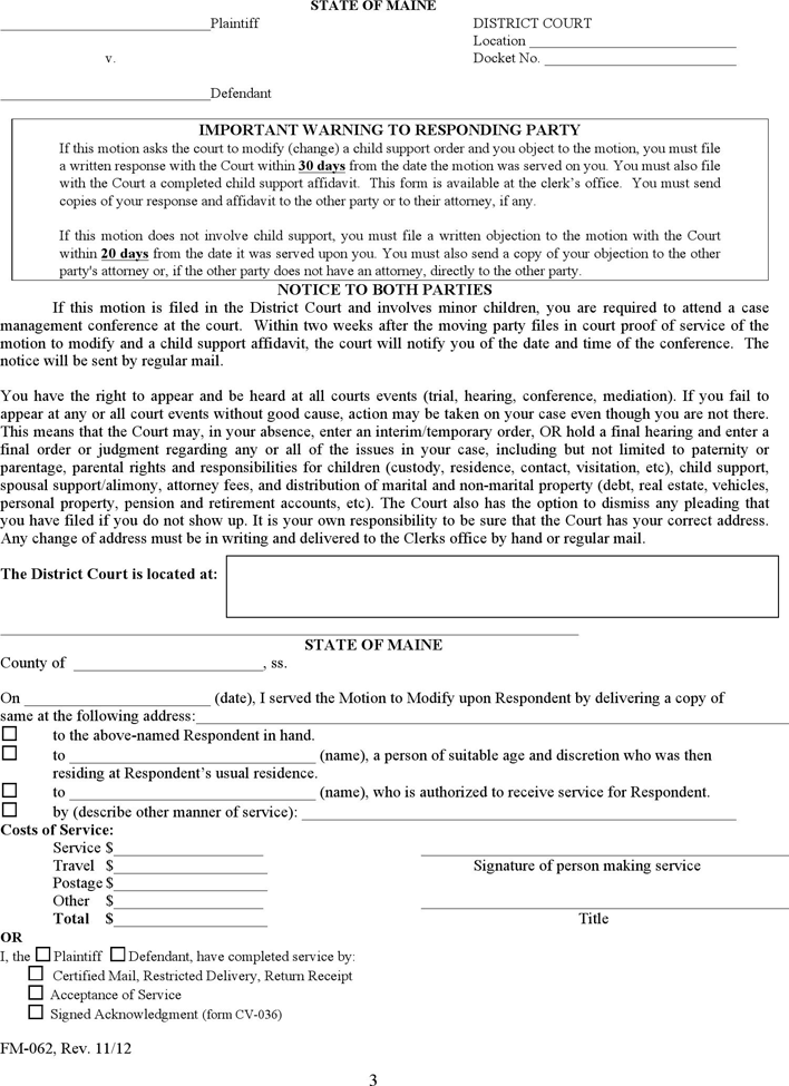 Maine Motion to Modify Form Page 3