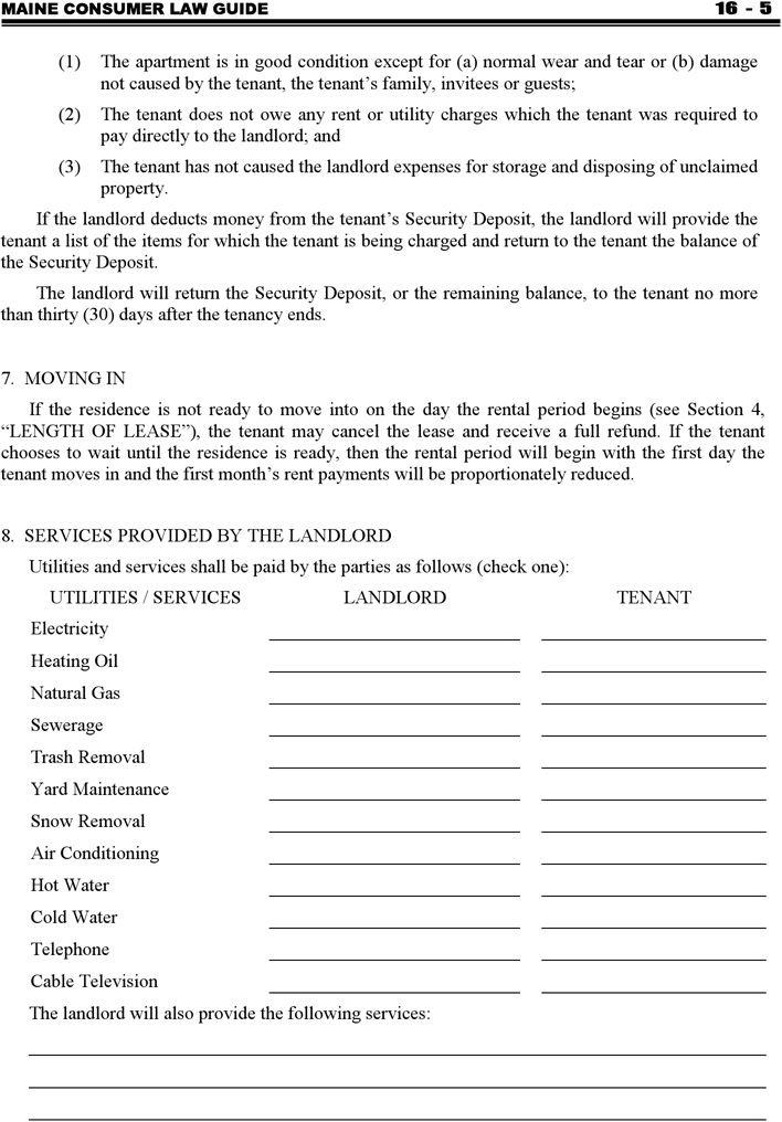 Maine Residential Lease Agreement Form Page 3