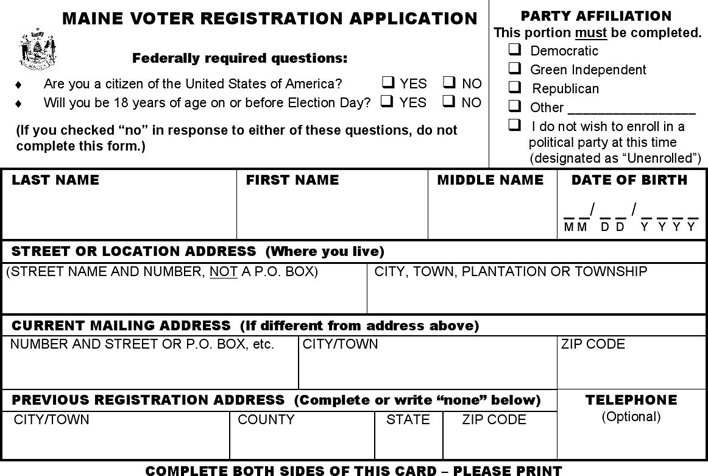 Maine Voter Registration Form