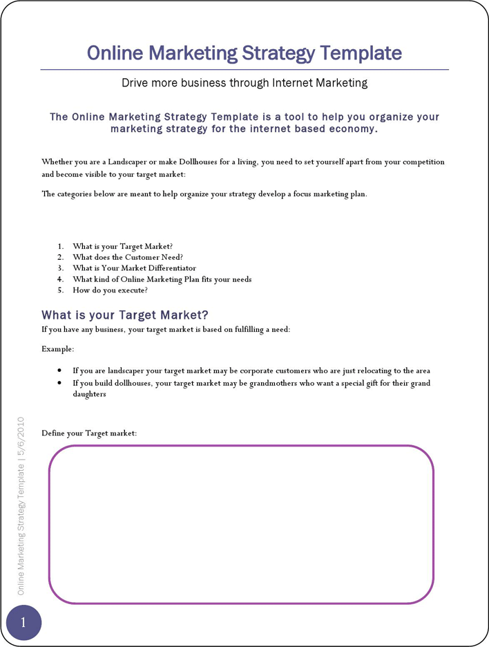 Marketing Strategy Template 2 (Online) Page 2