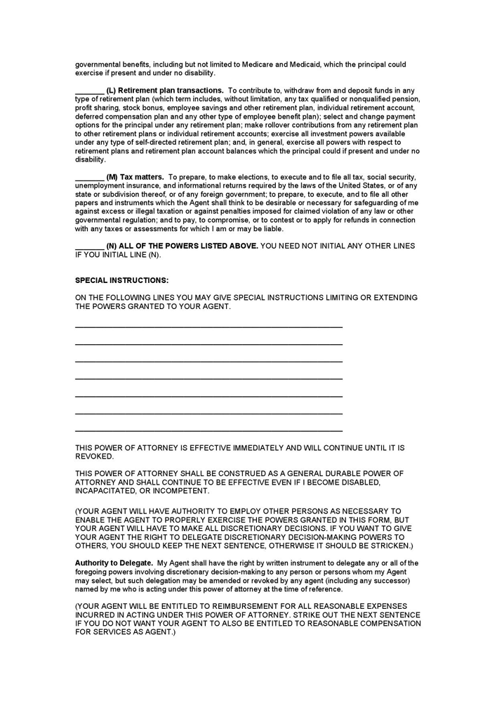 Maryland General Durable Power of Attorney Form Page 3