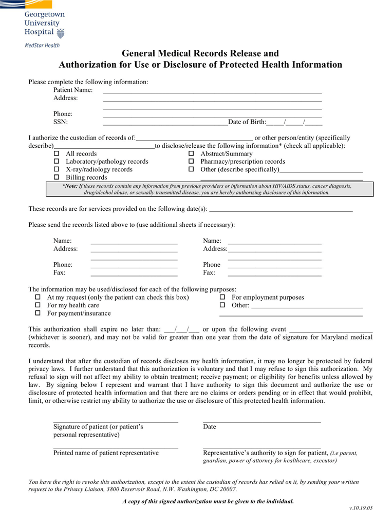 Maryland Medical Records Release Form 1