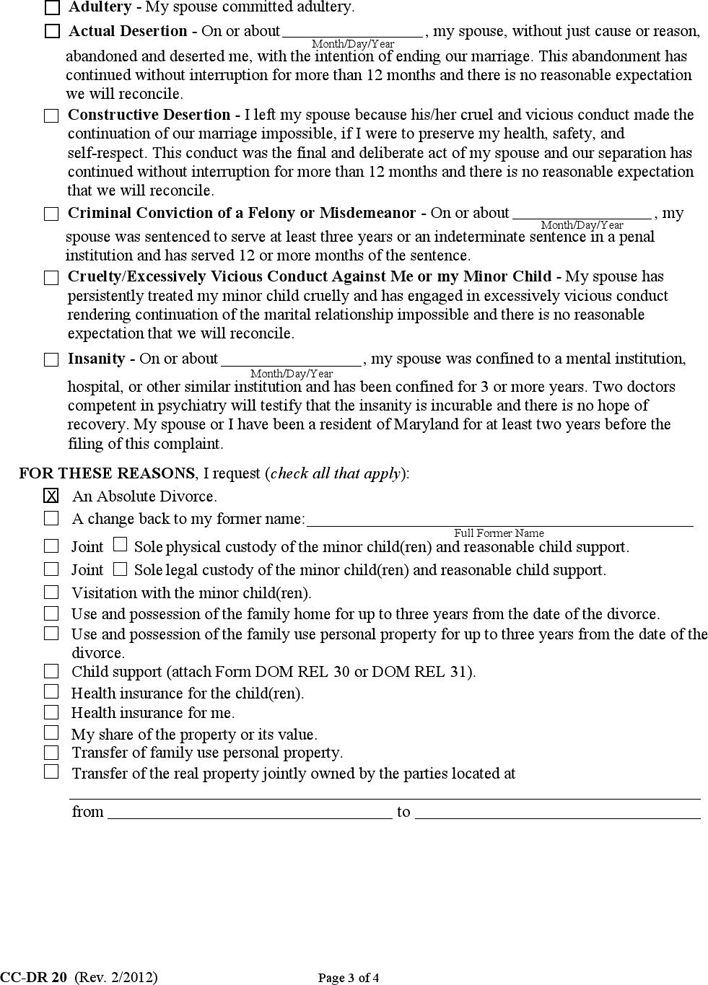 Maryland Separation Agreement Template Page 3