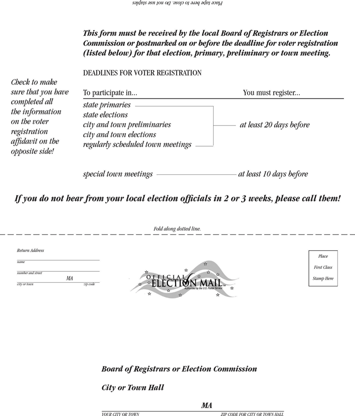 Massachusetts Official Mail-In Voter Registration Form Page 2