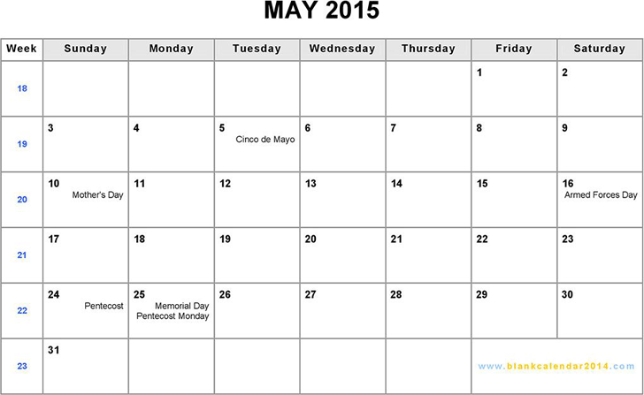 May 2015 Calendar 2