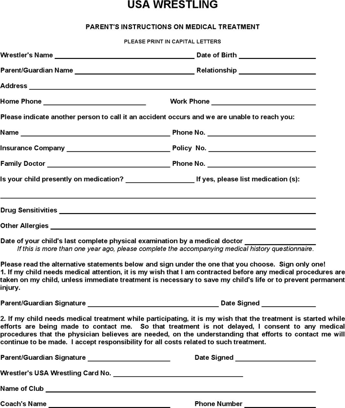 Medical Information & Waiver Forms Page 2