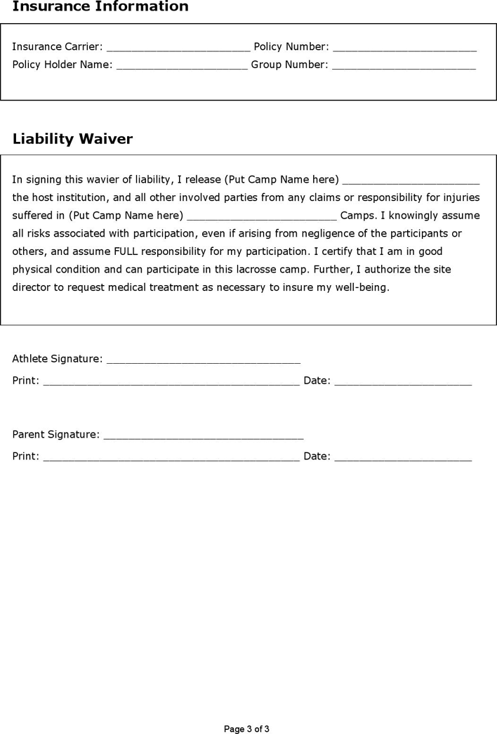 Medical Waiver Form Page 3