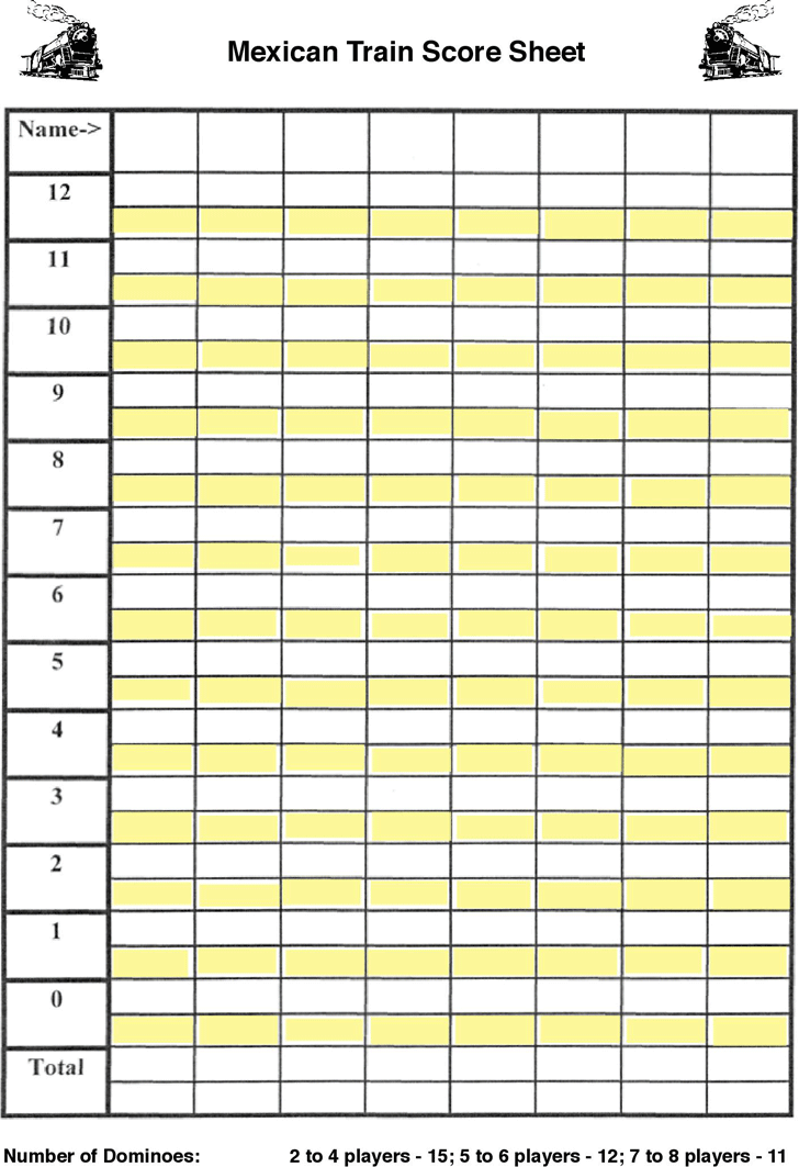 Printable Mexican Train Score Sheet Customize And Print