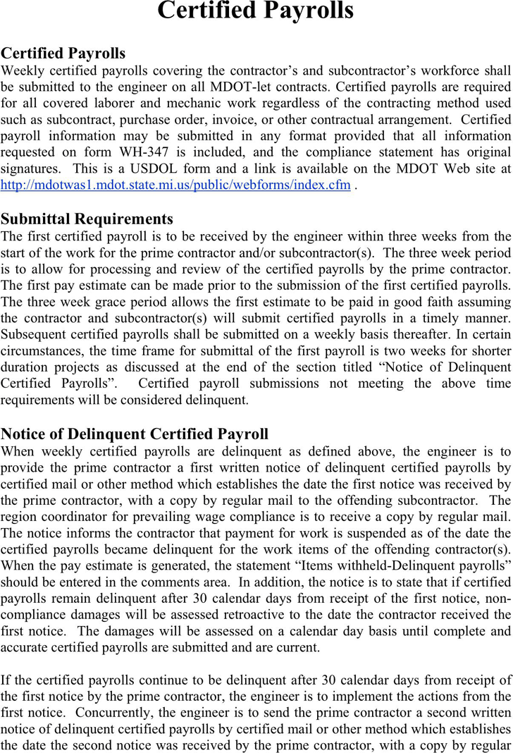 Michigan Certified Payroll Form