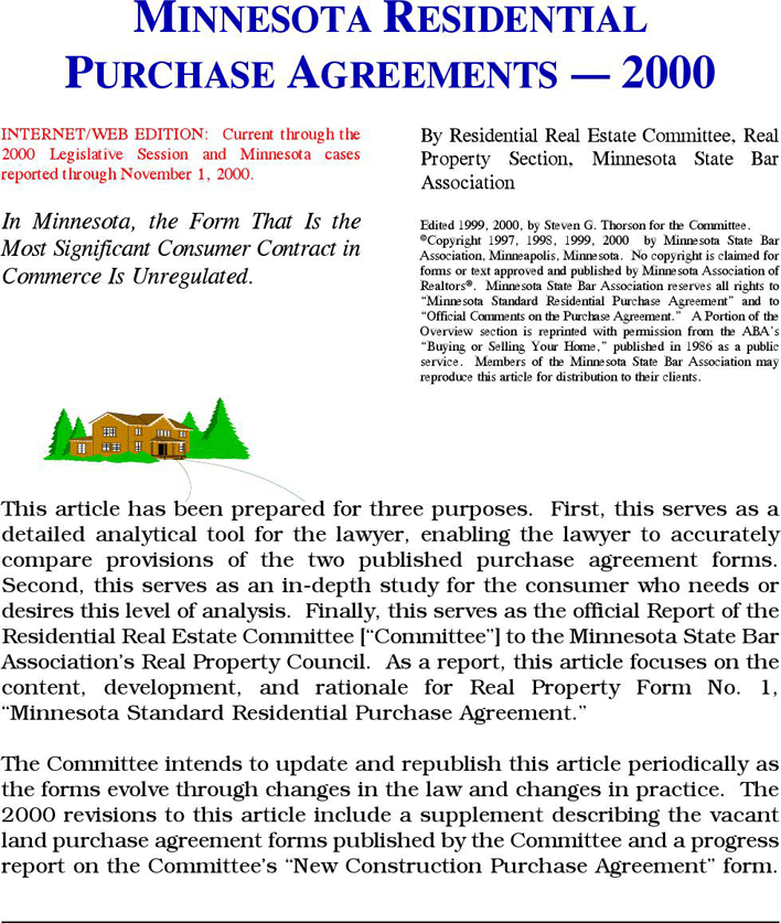 Minnesota Residential Purchase Agreements Sample Page 2