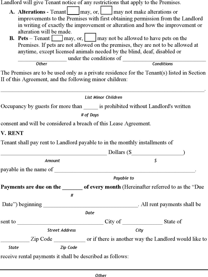 Mississippi Monthly Lease Agreement Template Page 2