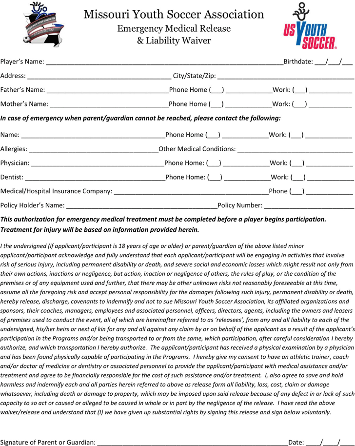 Missouri Emergency Medical Release Form