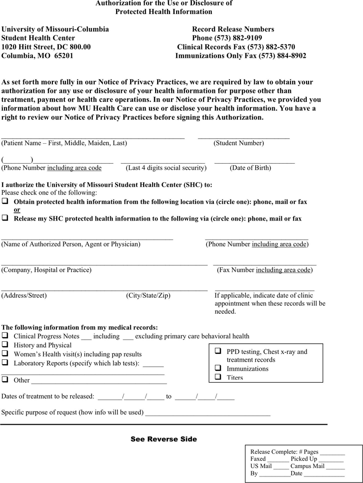 Missouri Medical Record Release Form 2
