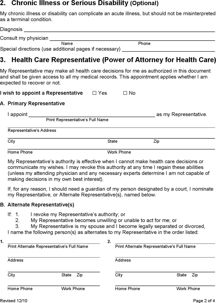 Montana Advance Health Care Directive Form 2 Page 2