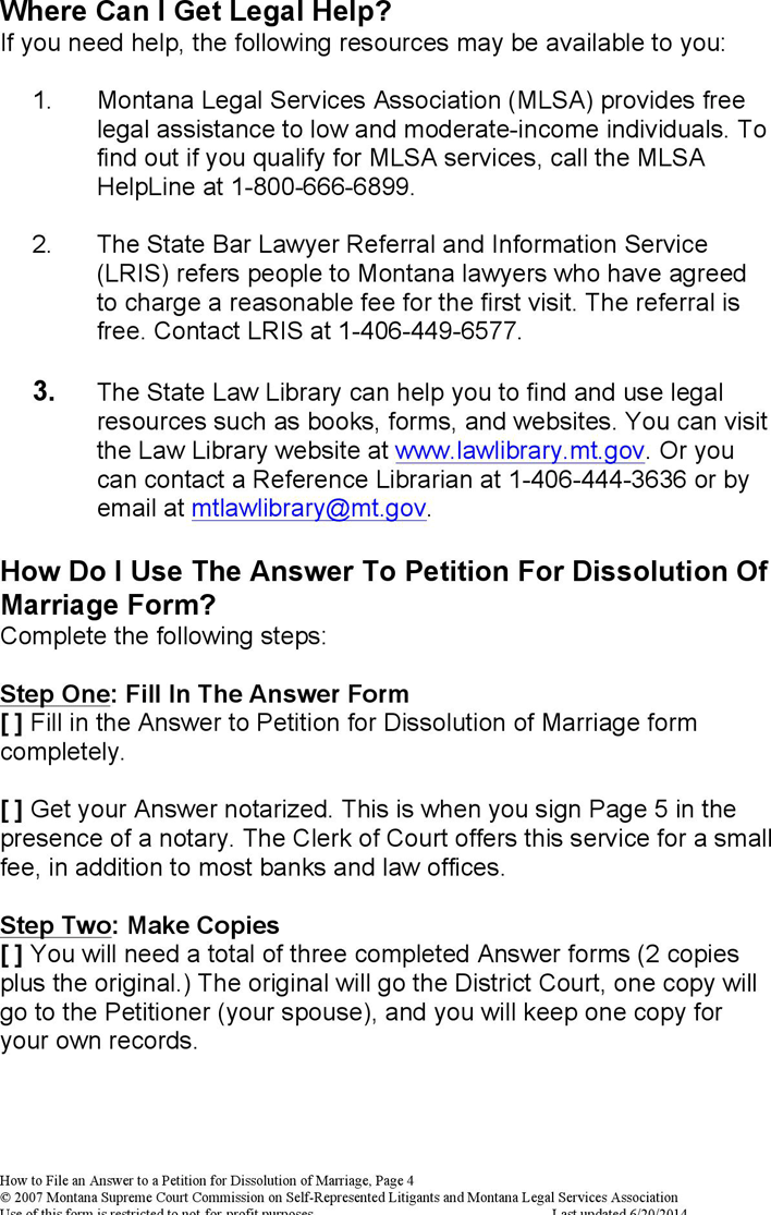 Montana Answer to Dissolution Form Page 4
