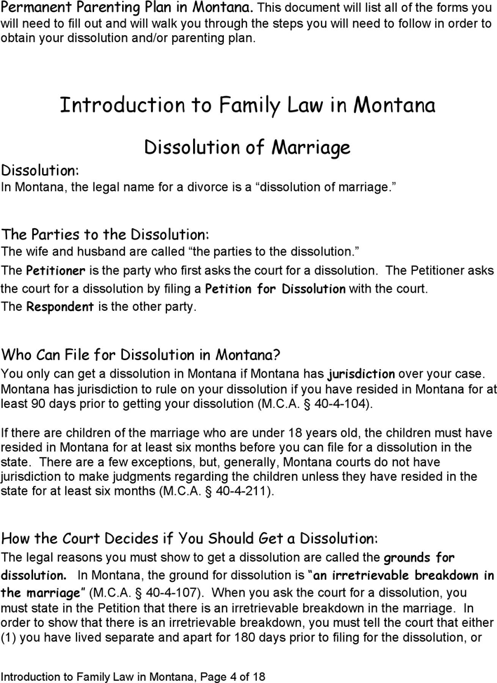 Montana Joint Petition for Dissolution of Marriage with Children Packet Form Page 4