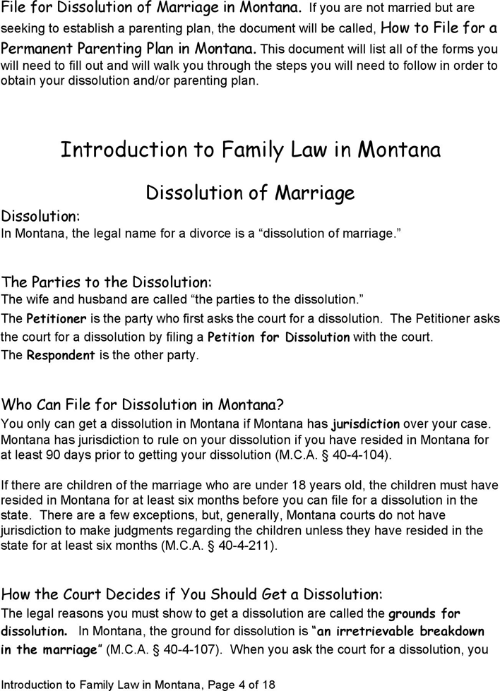 Montana Joint Petition for Dissolution of Marriage without Children Packet Form Page 4