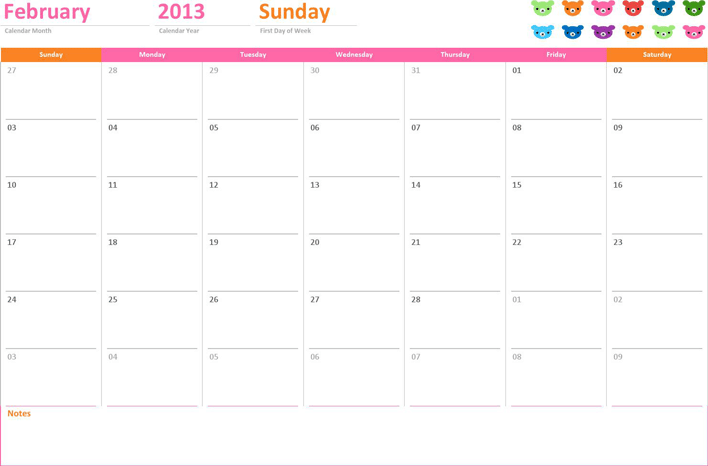 Monthly Calendar Template 1 Page 2