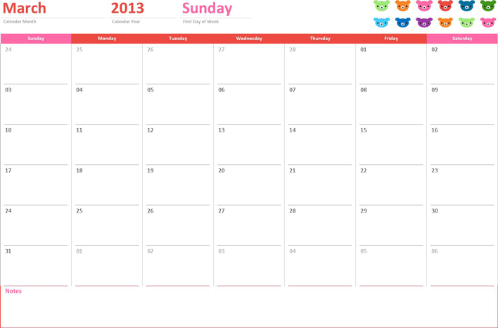 Monthly Calendar Template 1 Page 3