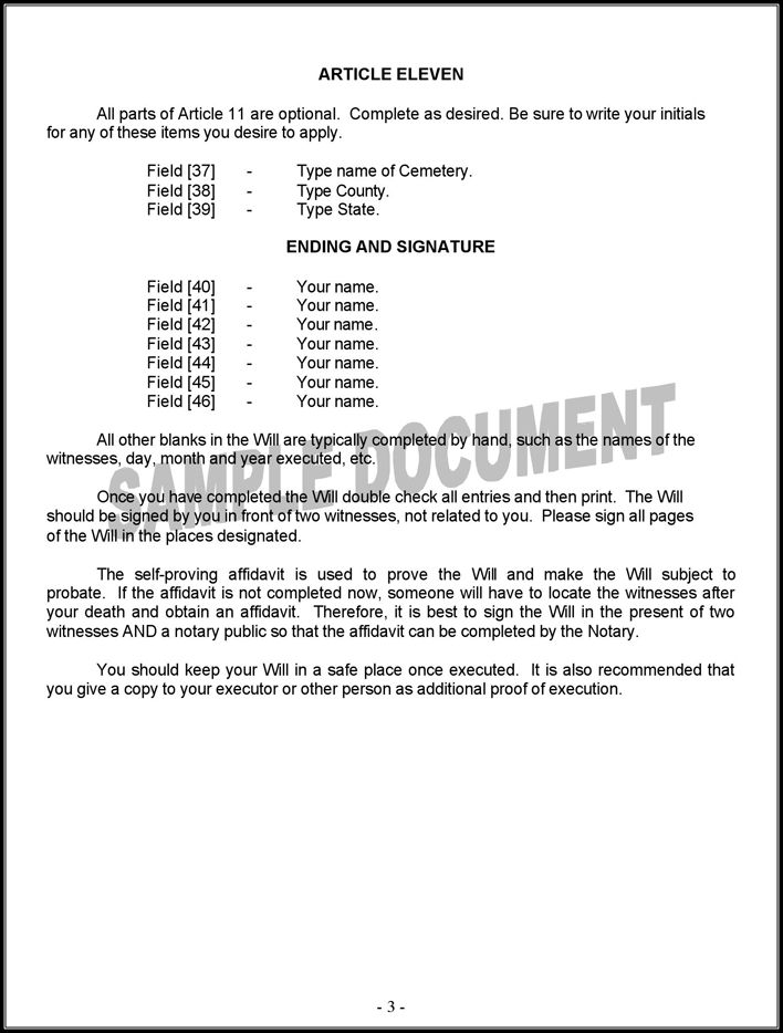 Nebraska Last Will and Testament Form for Married Person with Adult Children Page 3