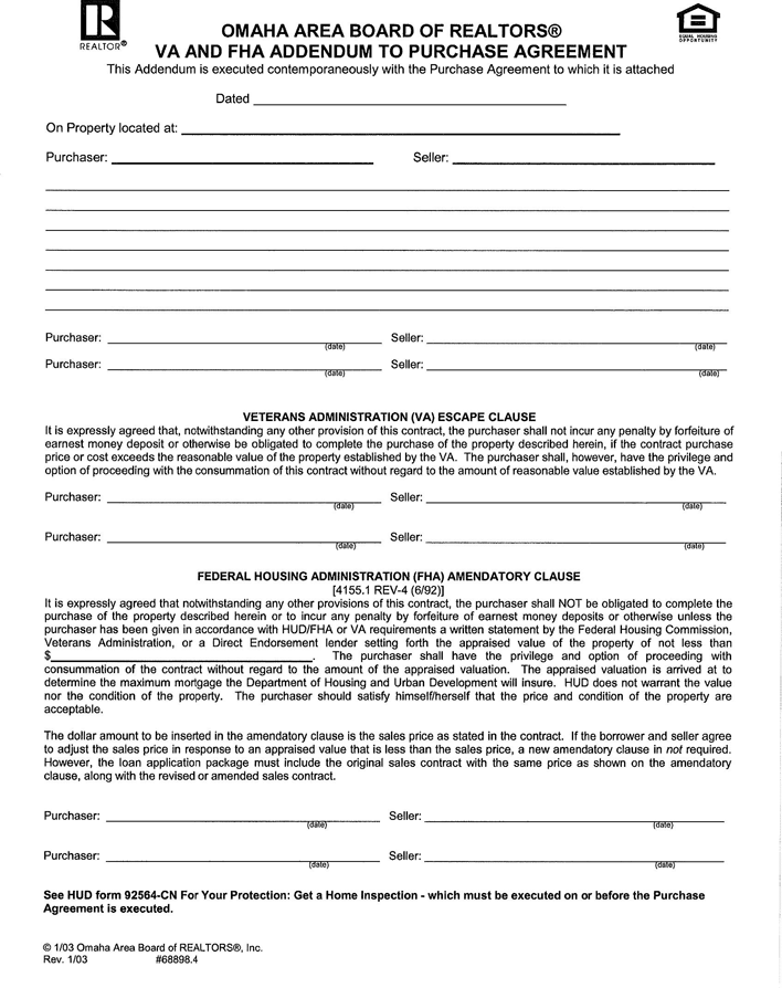 Nebraska Purchase Agreement Form Page 4