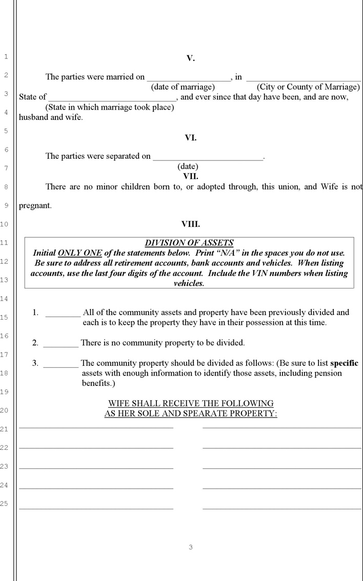 Nevada Answer to Complaint for Divorce and Counterclaim No Children Form Page 3