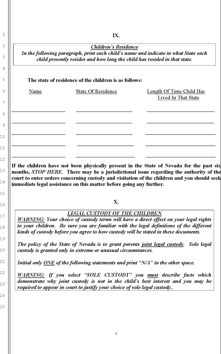 Nevada Answer to Complaint for Divorce and Counterclaim With Children Form Page 4