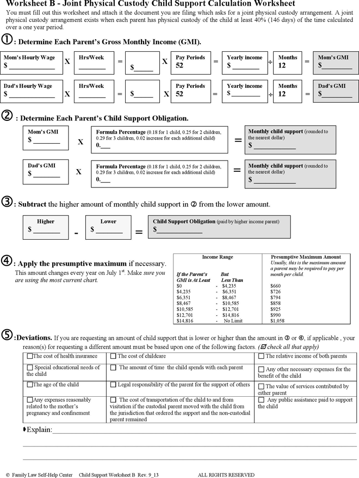Nevada Child Support Worksheet A&B Form Page 2
