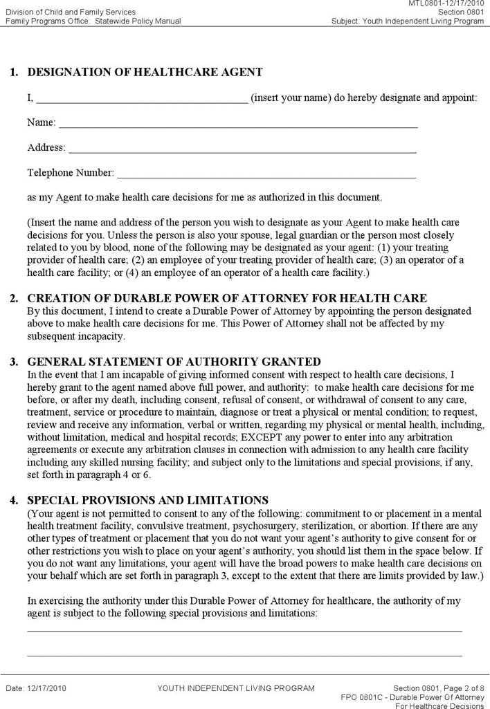 Nevada Health Care Power of Attorney Form Page 4