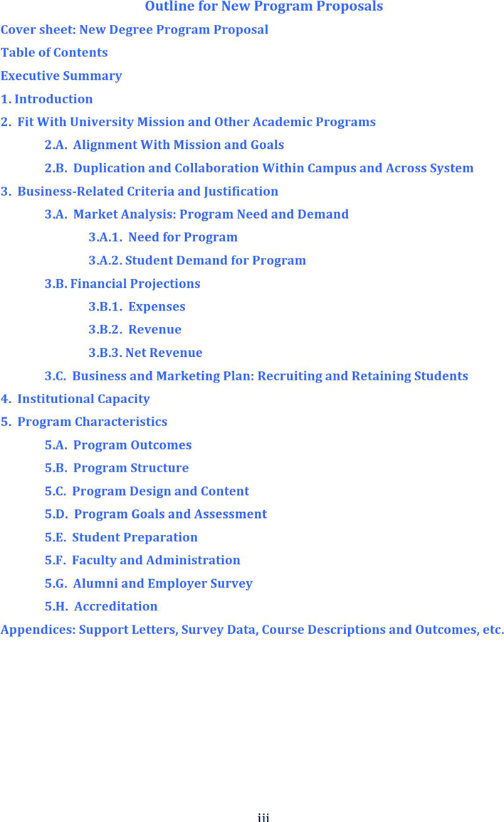 New Degree Program Proposal Template Page 3