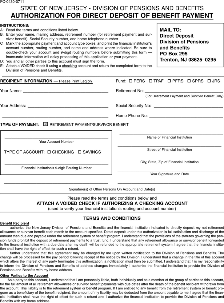 New Jersey Direct Deposit Form 3