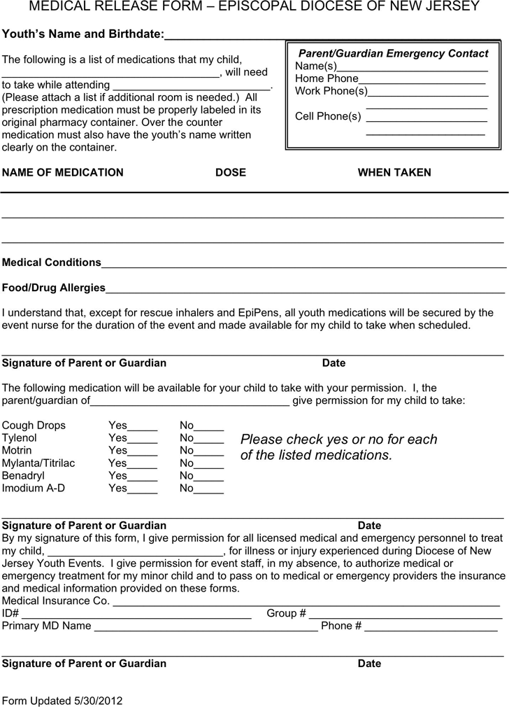 New Jersey Medical Release Form 1