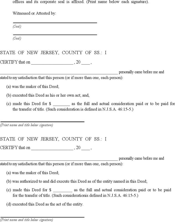 New Jersey Quitclaim Deed Form 1 Page 2
