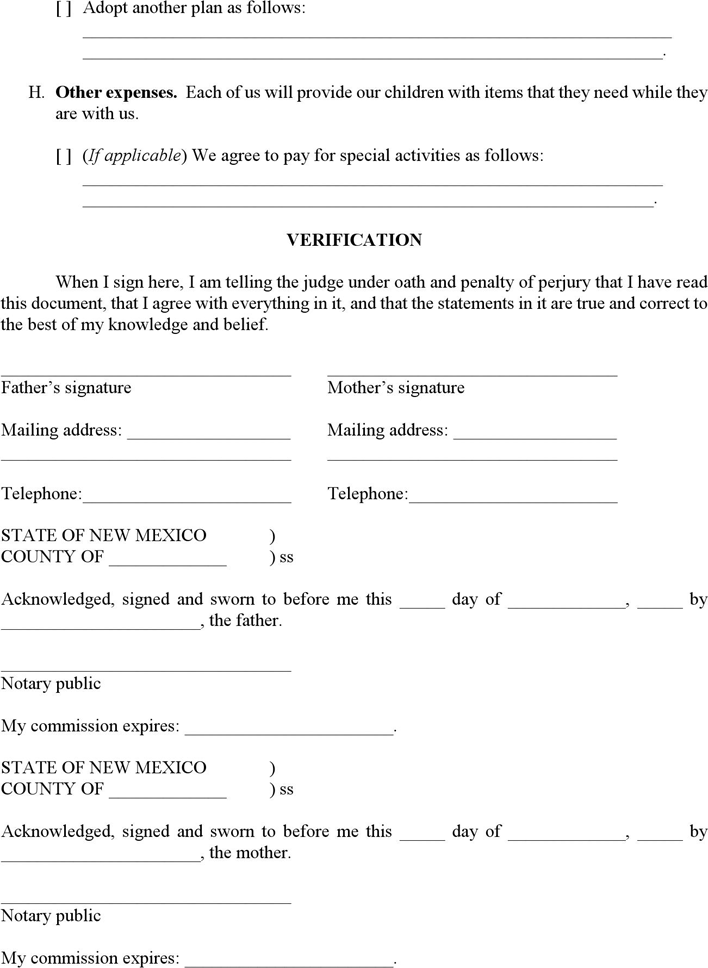 New Mexico Child Support Obligation Form Page 4