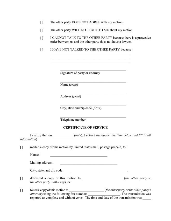 New Mexico Motion for Temporary Order (Domestic Relations Actions) Form Page 2