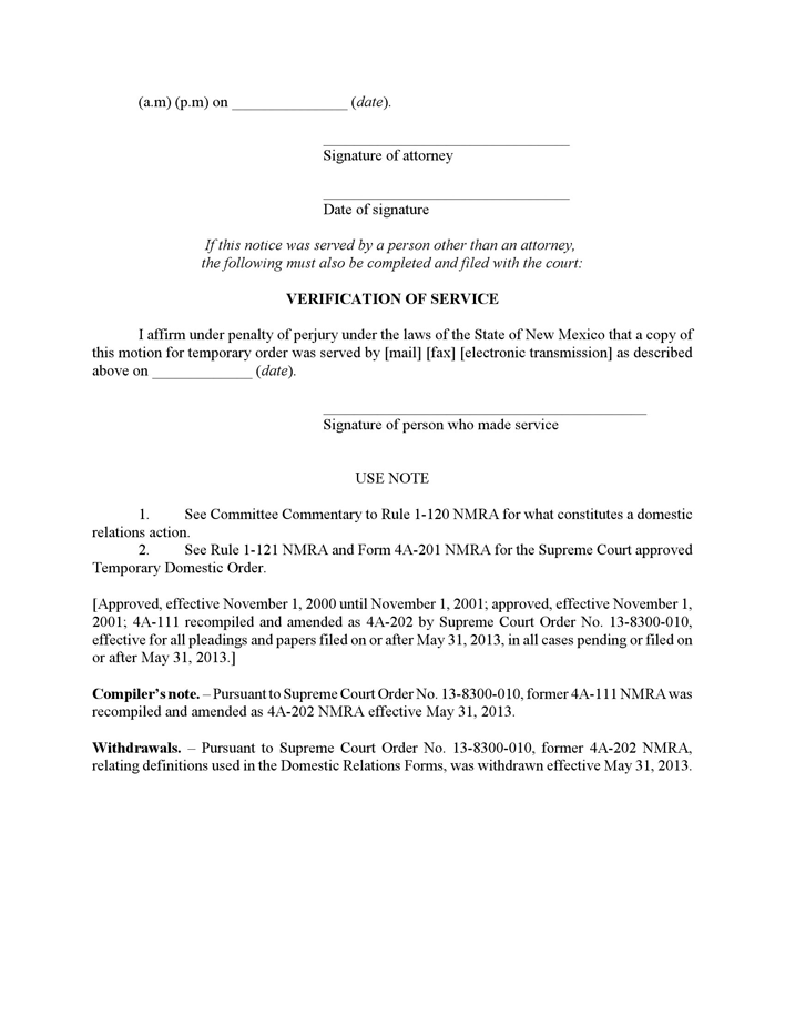 New Mexico Motion for Temporary Order (Domestic Relations Actions) Form Page 3