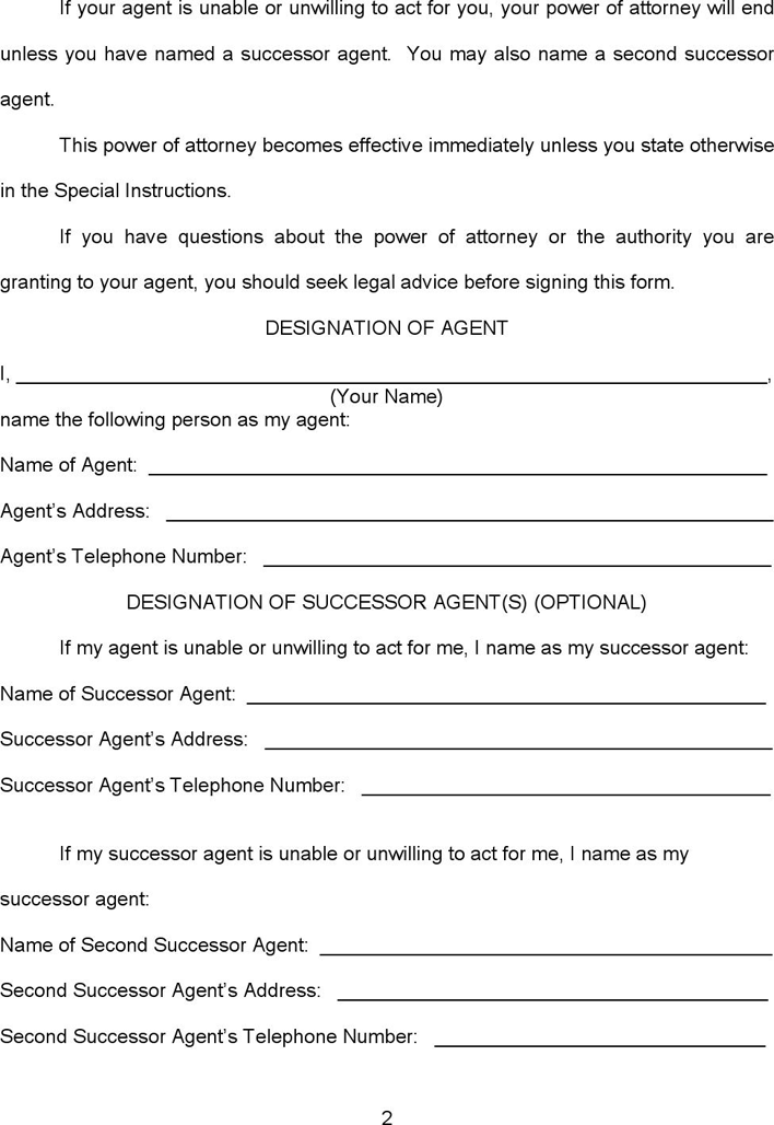 New Mexico Statutory Power of Attorney Form Page 2