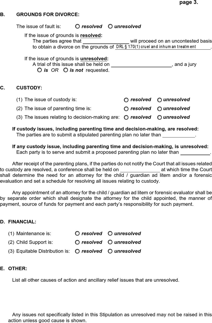 New York Separation Agreement Template Page 3