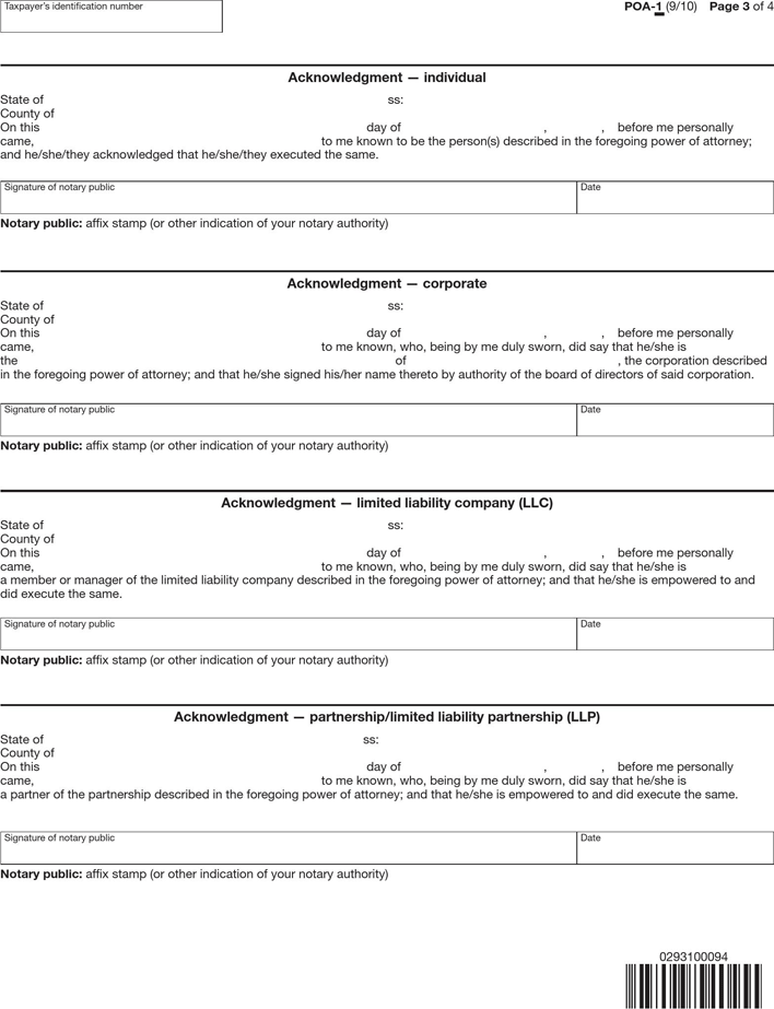 New York Tax Power of Attorney Form Page 3